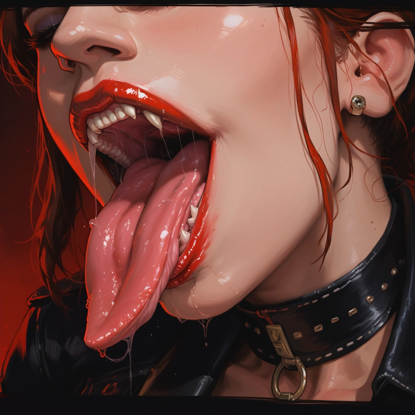 1girl, tongue, solo, tongue out, saliva, open mouth · Yamete.gg