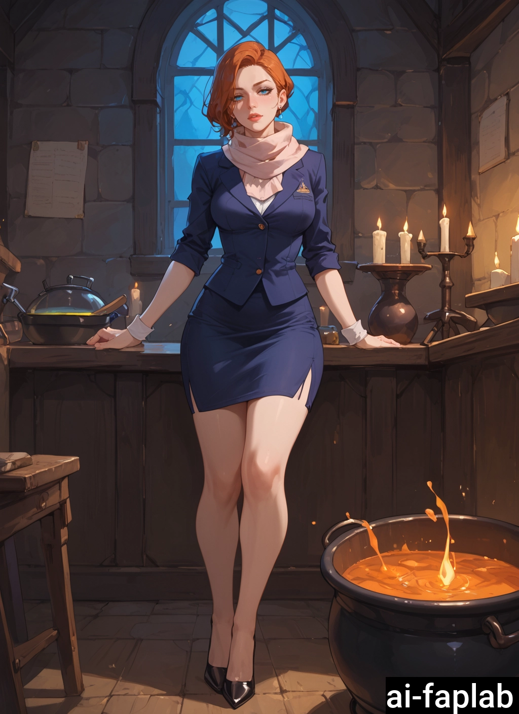 1girl, skirt, solo, pencil skirt, blue eyes, indoors · Yamete.gg