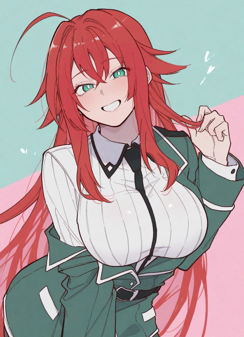 1girl, breasts, long hair, smile, solo, ahoge · Yamete.gg