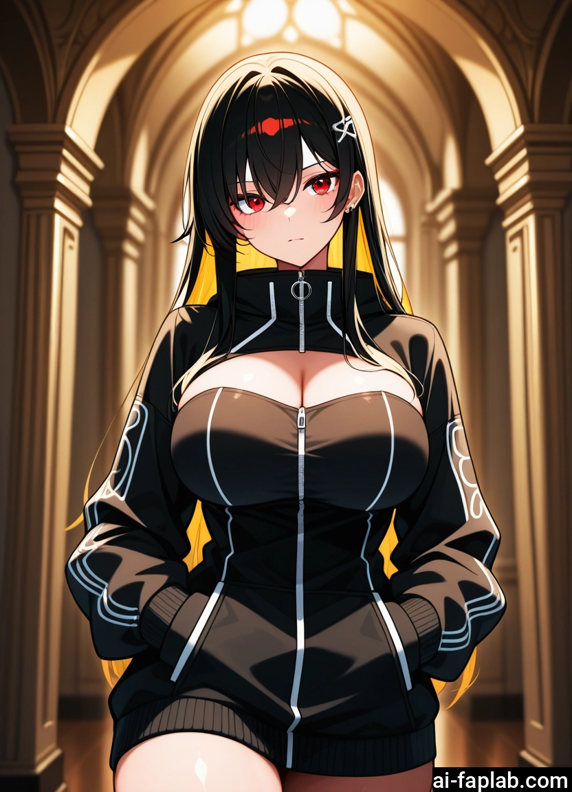 breasts, 1girl, red eyes, large breasts, solo, long hair