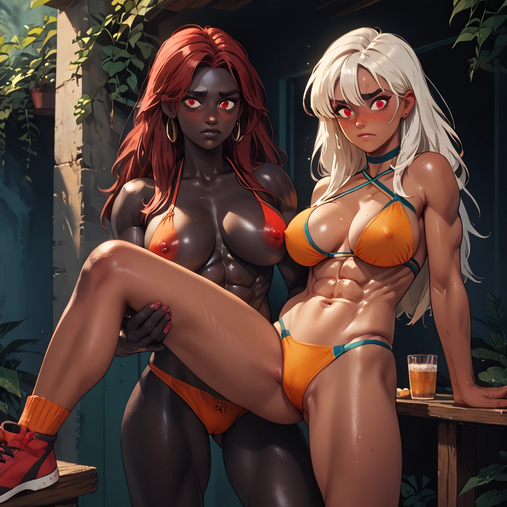 futanari, multiple girls, 2girls, breasts, swimsuit, jewelry · Yamete.gg