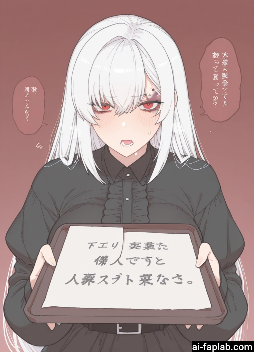 1girl, red eyes, long hair, blush, solo, holding