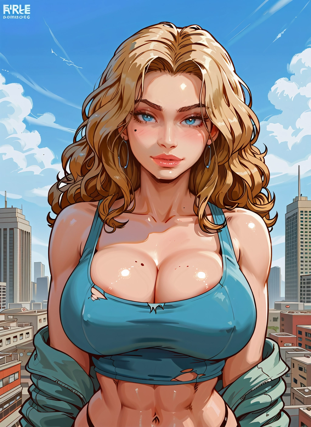 1girl, breasts, jewelry, earrings, blonde hair, blue eyes · Yamete.gg