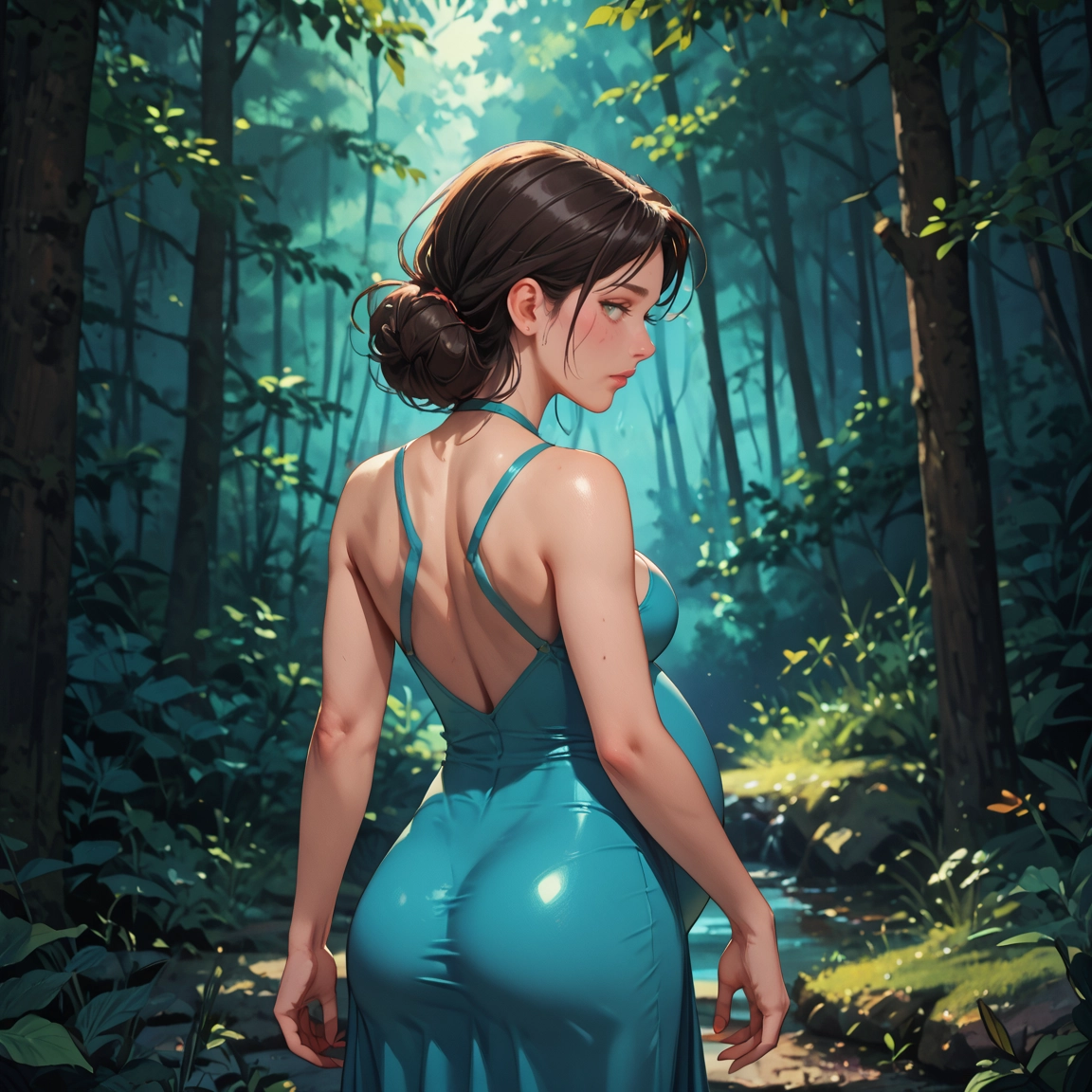 1girl, ass, dress, solo, pregnant, breasts · Yamete.gg