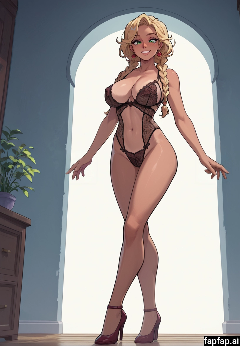 1girl, breasts, solo, high heels, blonde hair, smile · Yamete.gg