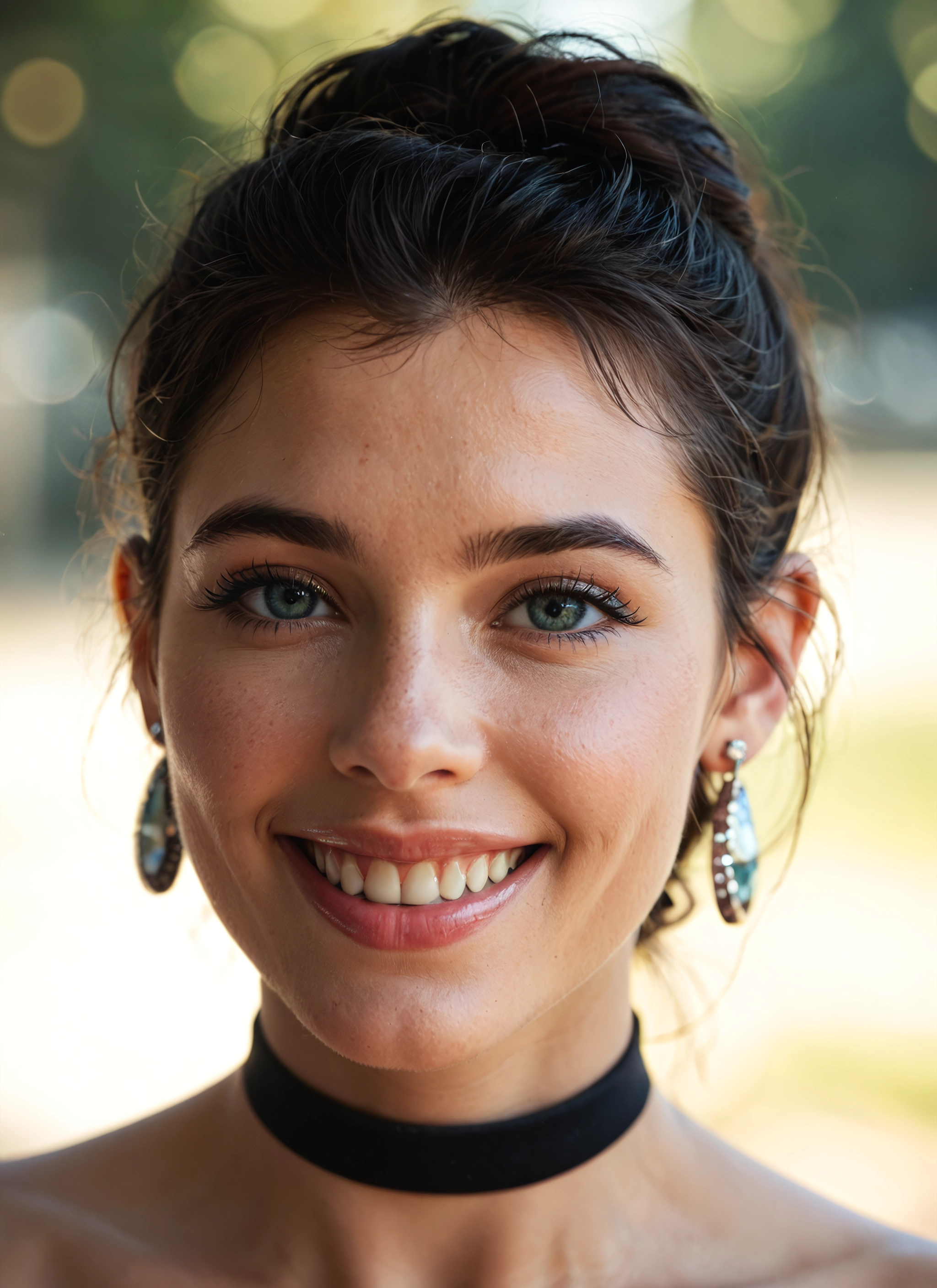 1girl, solo, jewelry, earrings, choker, smile · Yamete.gg