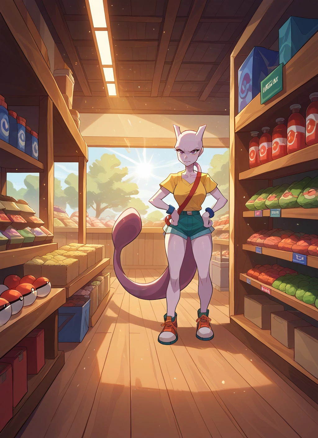 furry, shorts, 1girl, shirt, shoes, solo · Yamete.gg