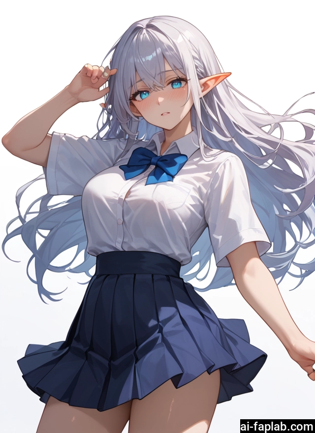 1girl, skirt, solo, pointy ears, long hair, shirt · Yamete.gg
