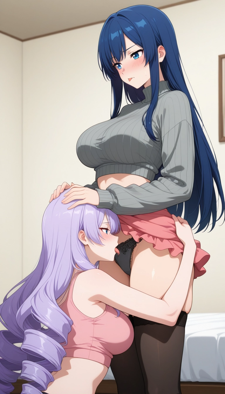 multiple girls, breasts, 2girls, underwear, blue eyes, panties