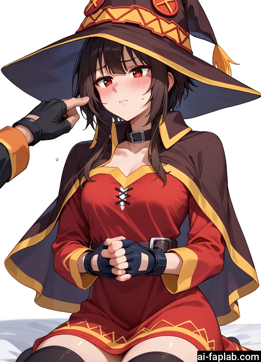 gloves, hat, witch hat, thighhighs, 1girl, red eyes · Yamete.gg