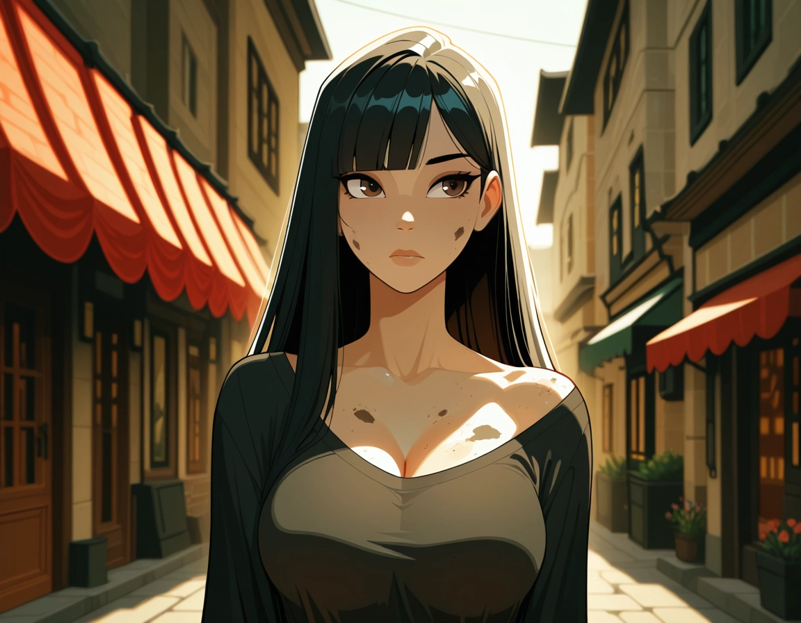 1girl, breasts, solo, brown eyes, bangs, black hair · Yamete.gg