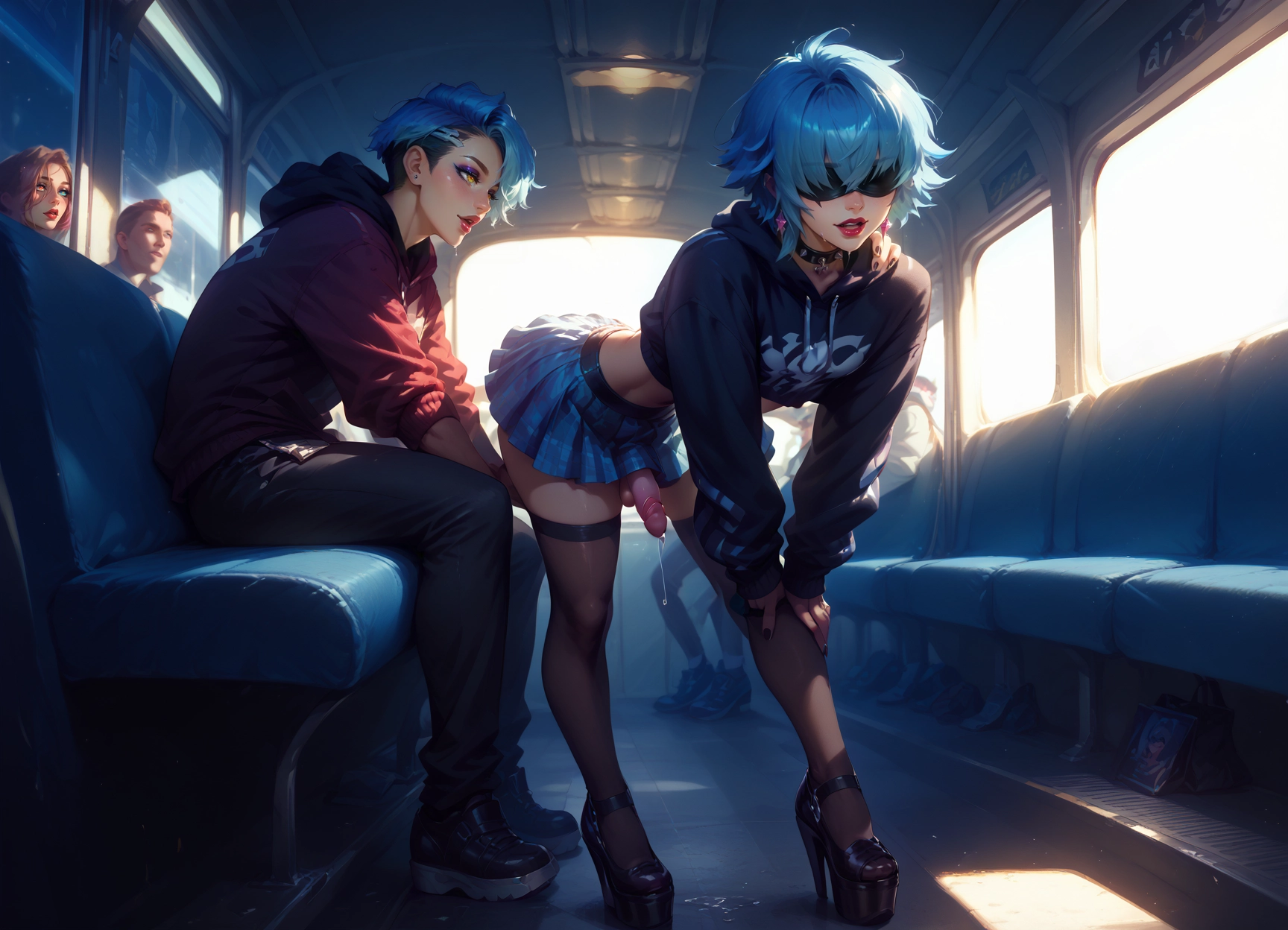 yaoi, bent over, thighhighs, hoodie, multiple boys, penis · Yamete.gg