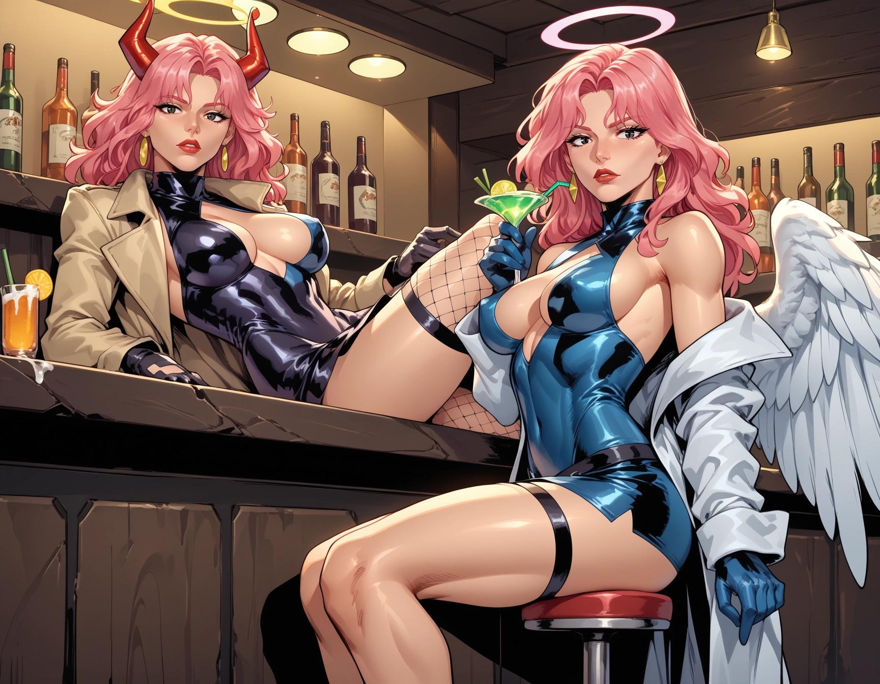 breasts, jewelry, halo, angel wings, earrings, gloves · Yamete.gg