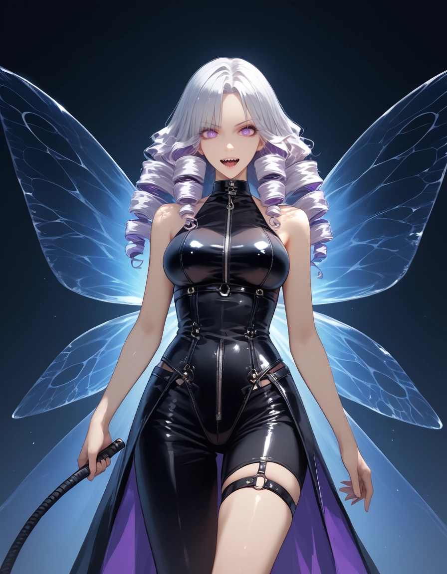 1girl, solo, breasts, drill hair, wings, looking at viewer · Yamete.gg