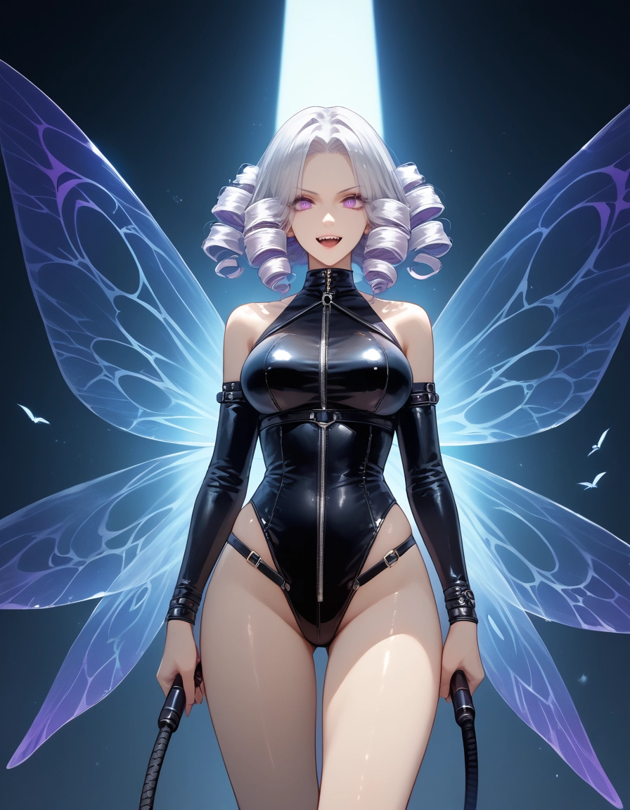 1girl, solo, breasts, drill hair, leotard, wings · Yamete.gg