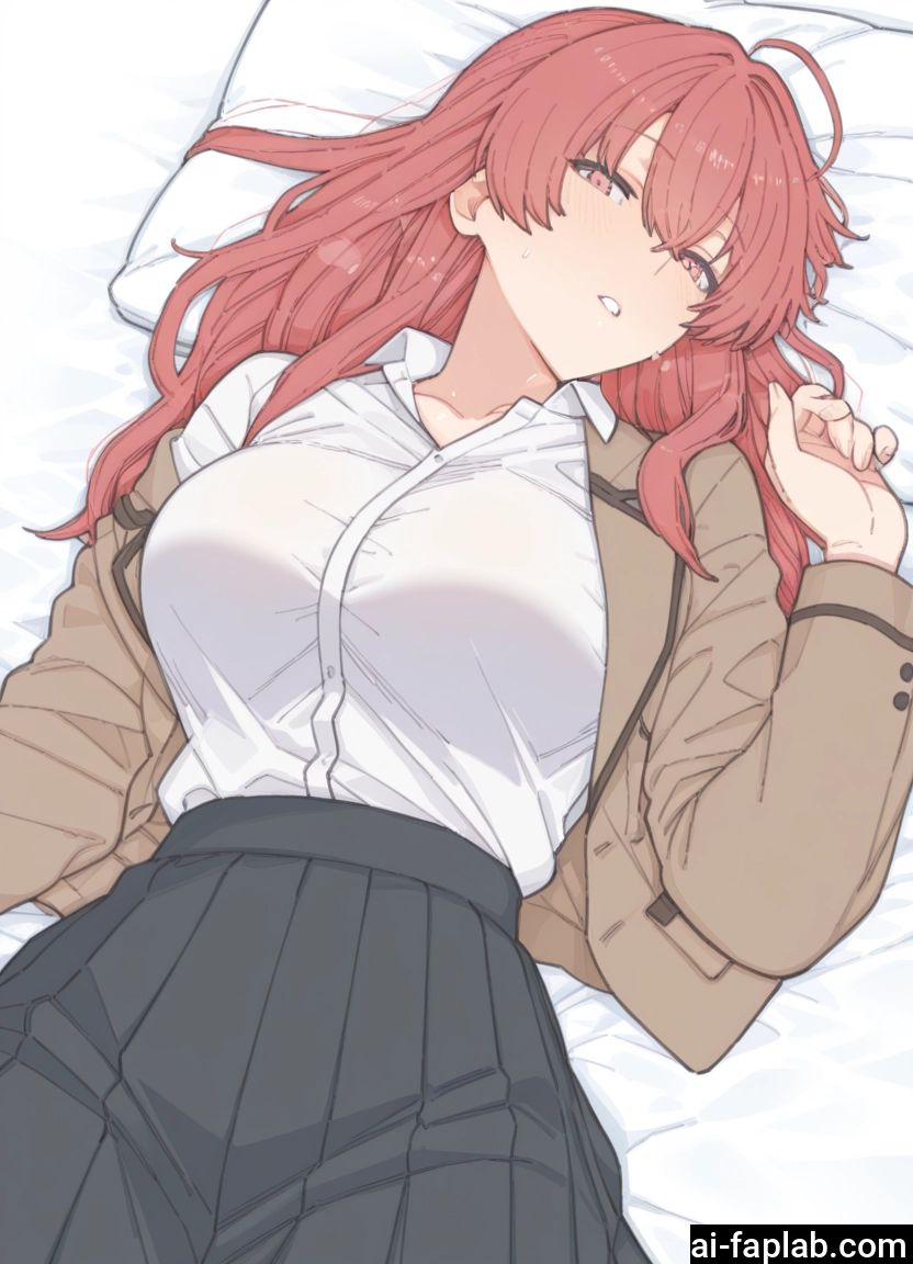 1girl, skirt, breasts, solo, lying, shirt · Yamete.gg