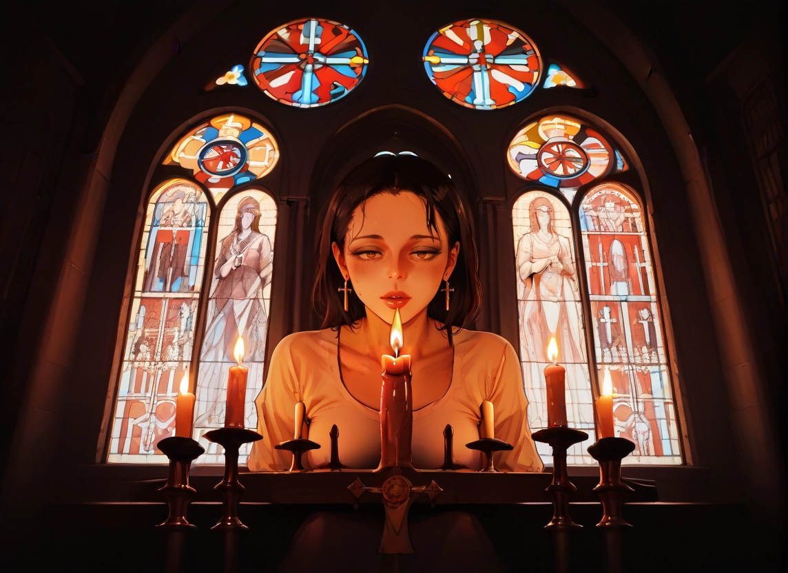 jewelry, candle, earrings, cross, cross earrings, stained glass · Yamete.gg