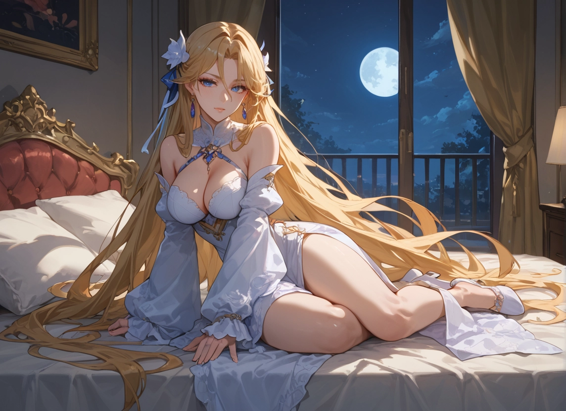 1girl, breasts, long hair, blonde hair, dress, blue eyes · Yamete.gg