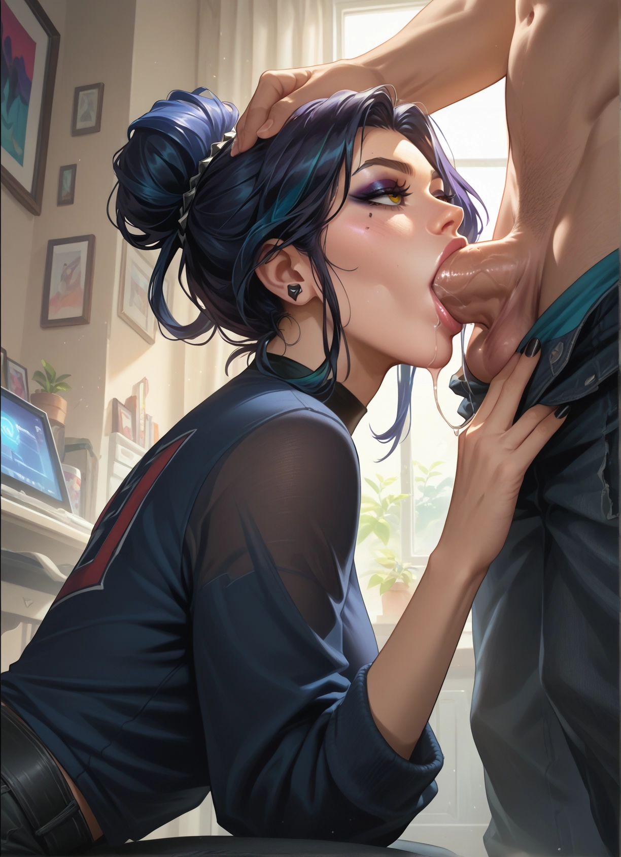1girl, penis, oral, fellatio, hetero, 1boy · Yamete.gg