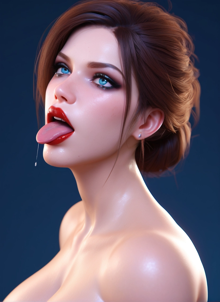 1girl, solo, tongue, tongue out, blue eyes, jewelry · Yamete.gg