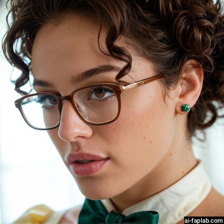 1girl, solo, glasses, jewelry, earrings, brown eyes · Yamete.gg
