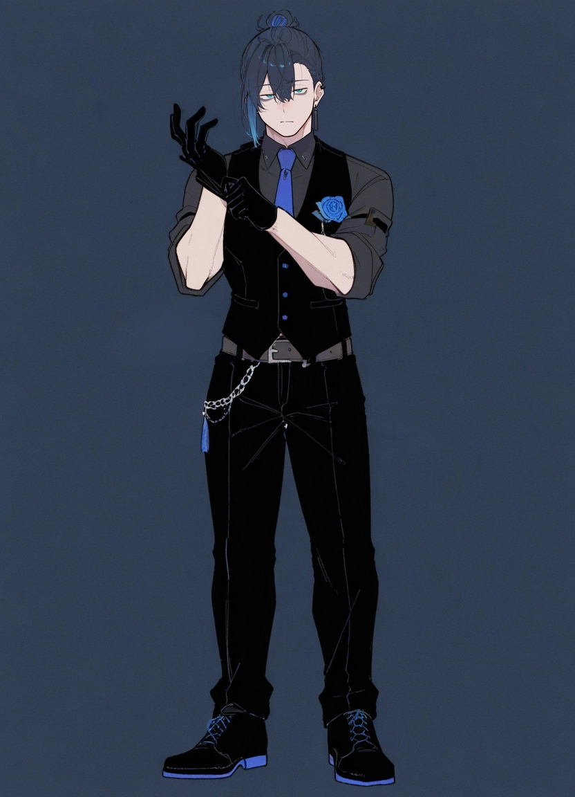 1boy, solo, gloves, male focus, shirt, vest · Yamete.gg