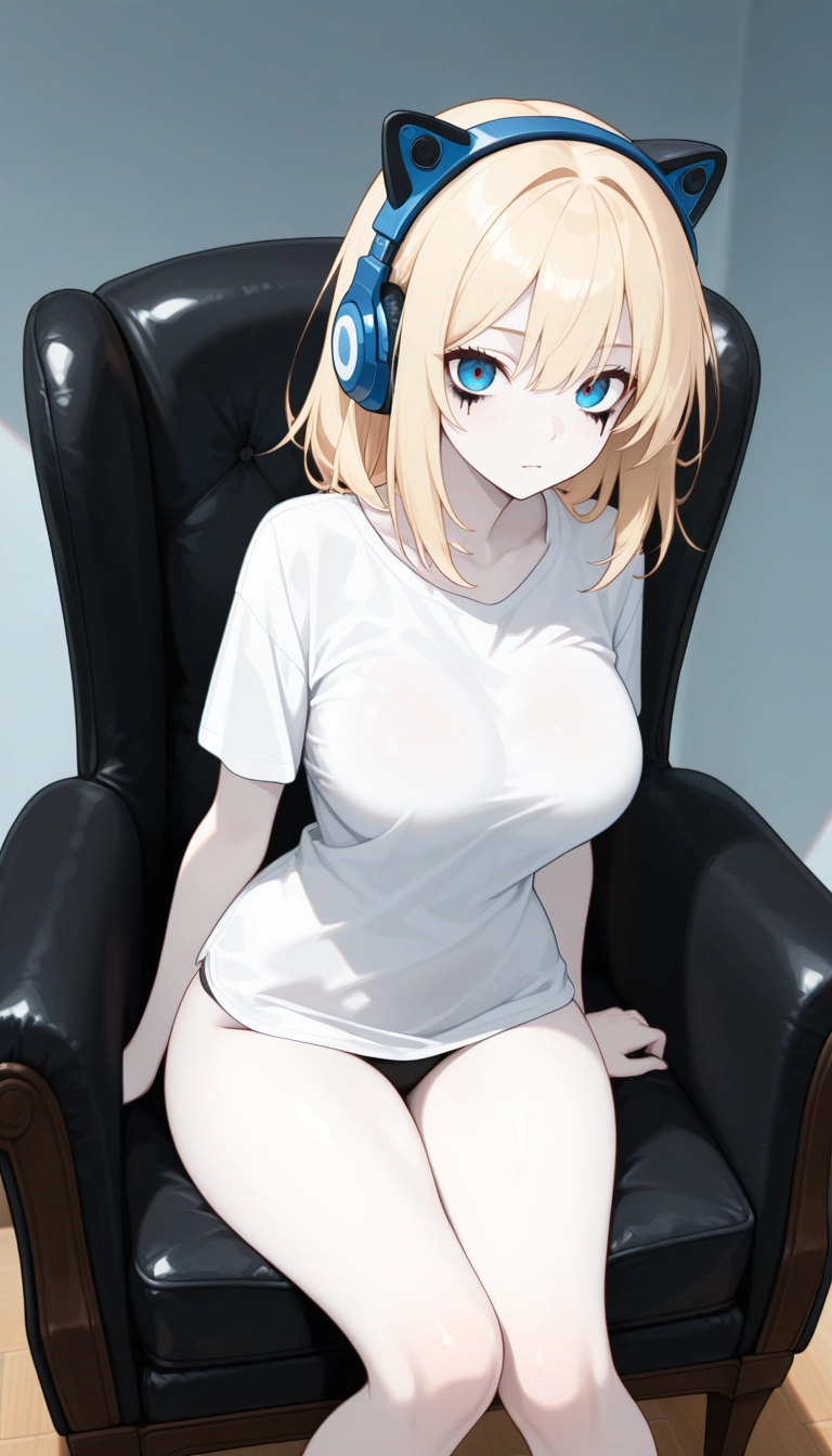 1girl, solo, animal ear headphones, headphones, cat ear headphones, blonde hair · Yamete.gg