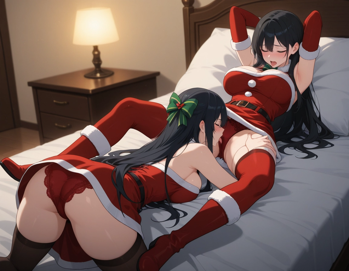 red panties, multiple girls, 2girls, panties, underwear, black hair