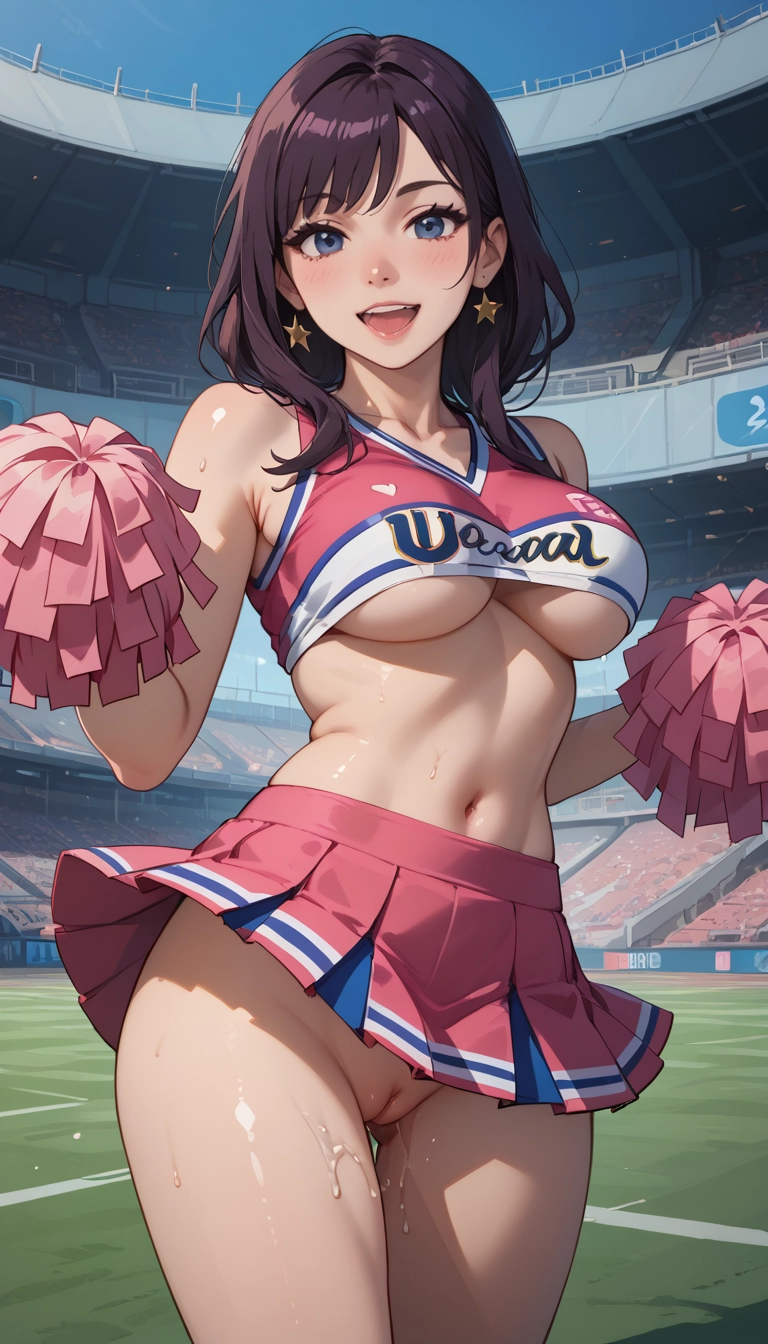 1girl, solo, breasts, earrings, pussy, smile · Yamete.gg