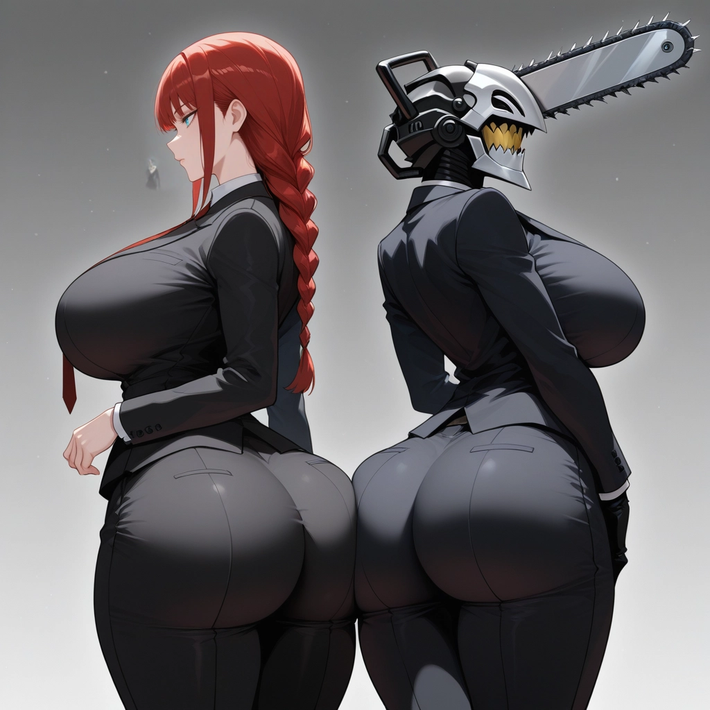 breasts, 2girls, multiple girls, ass, makima (chainsaw man), braid · Yamete.gg