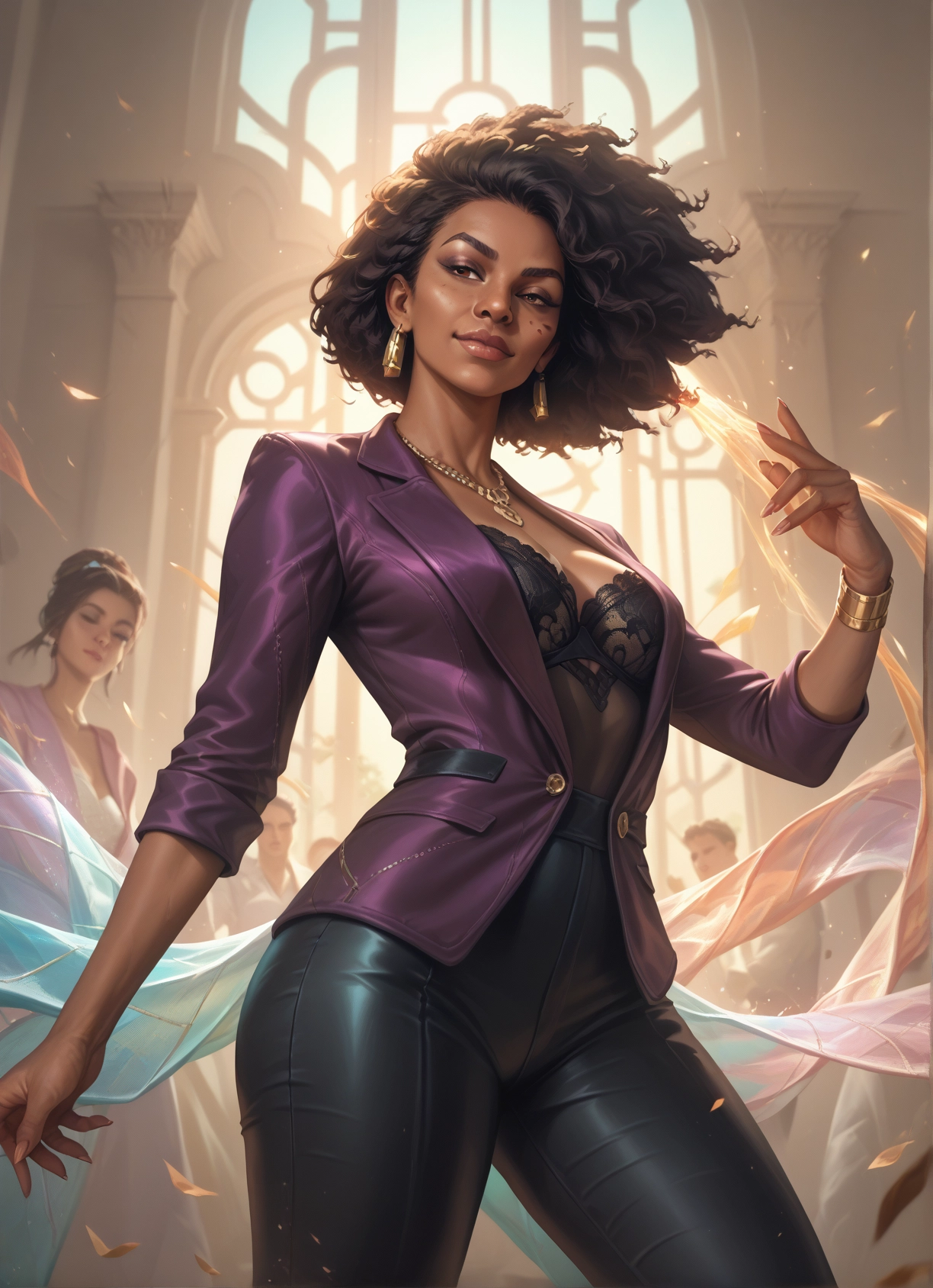 jewelry, breasts, dark skin, earrings, necklace, dark-skinned female · Yamete.gg