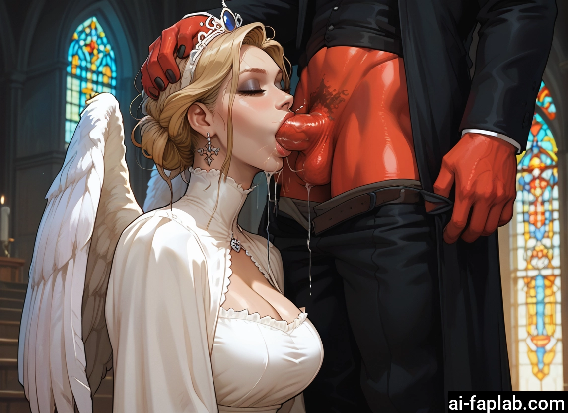 1girl, penis, oral, fellatio, wings, hetero · Yamete.gg