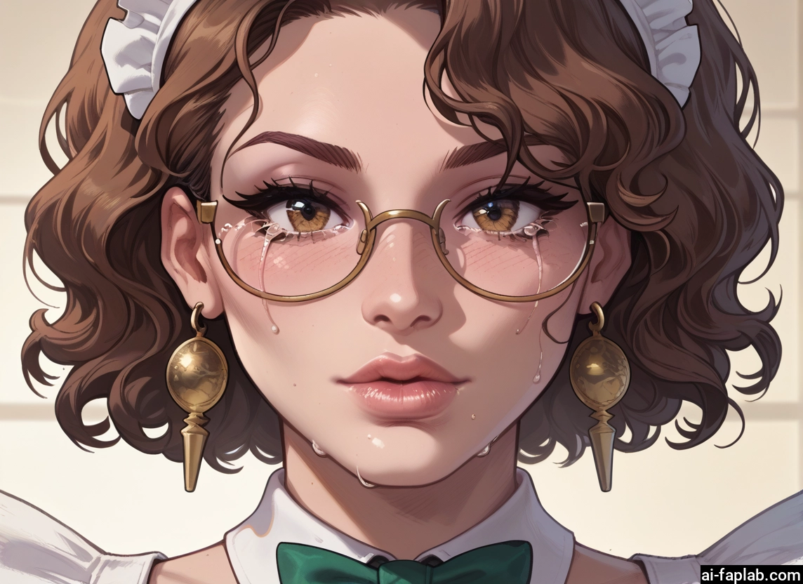 1girl, solo, jewelry, earrings, tears, glasses · Yamete.gg
