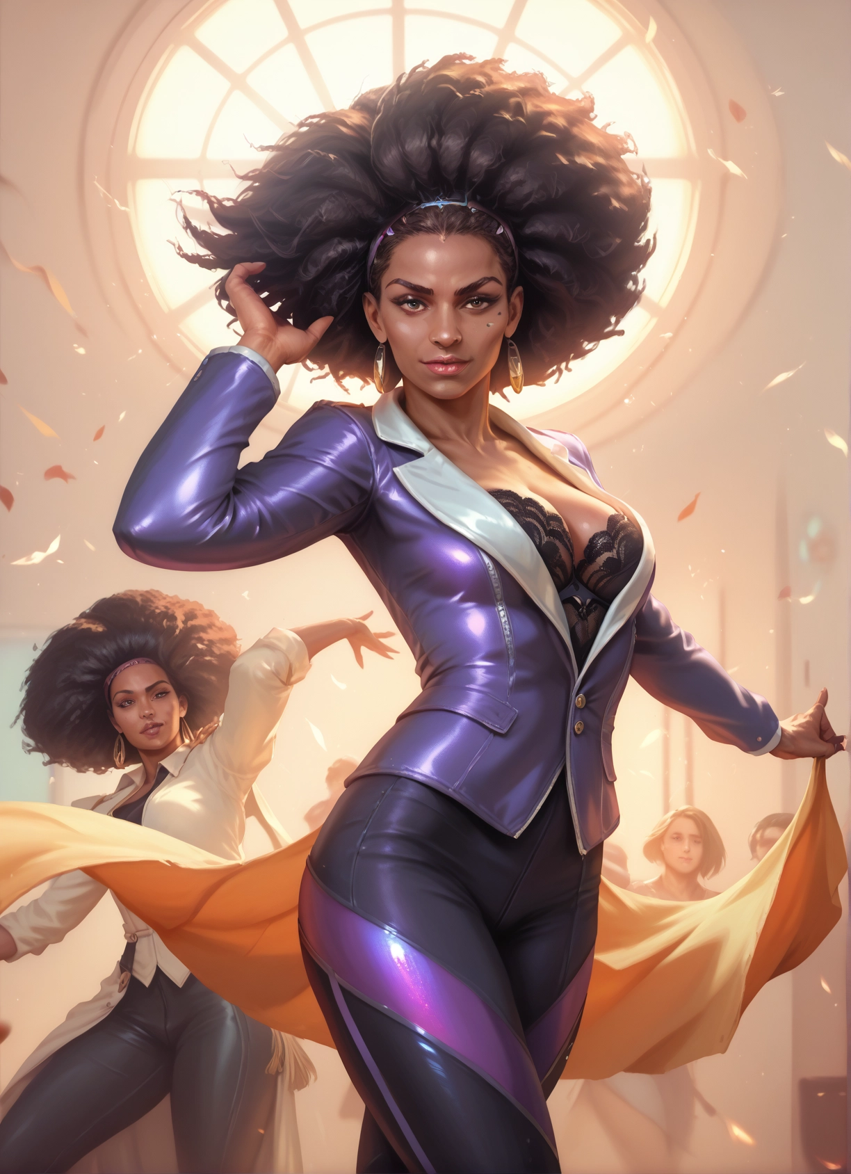 breasts, jewelry, earrings, dark skin, multiple girls, dark-skinned female · Yamete.gg
