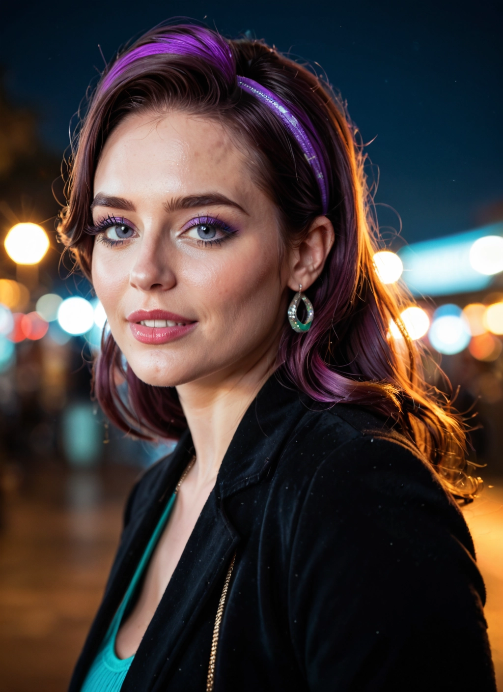 1girl, jewelry, solo, earrings, jacket, multicolored hair · Yamete.gg