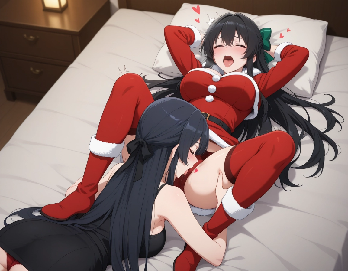 multiple girls, cunnilingus, 2girls, yuri, oral, heart