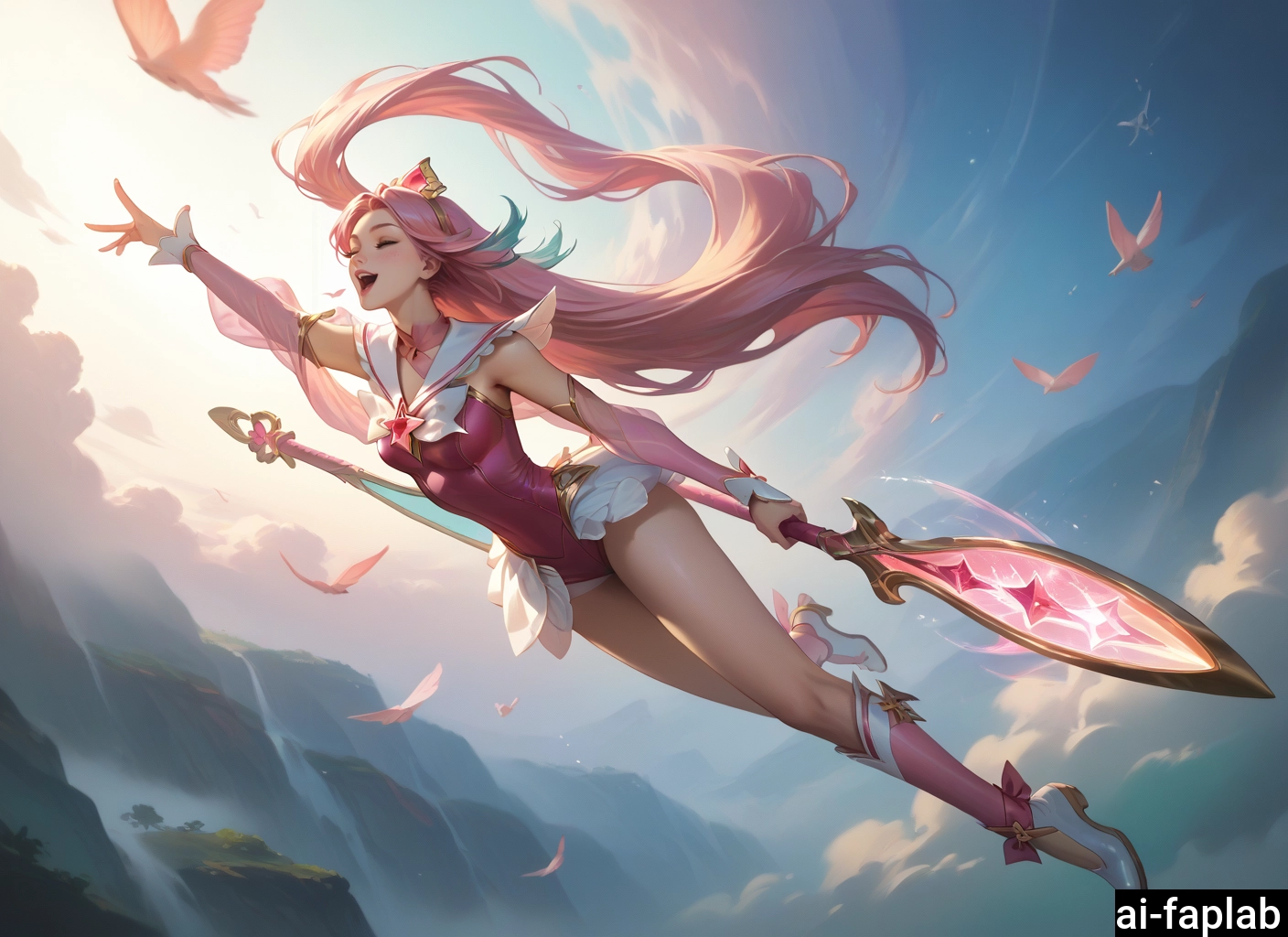 1girl, long hair, star guardian (league of legends), pink hair, magical girl, solo · Yamete.gg