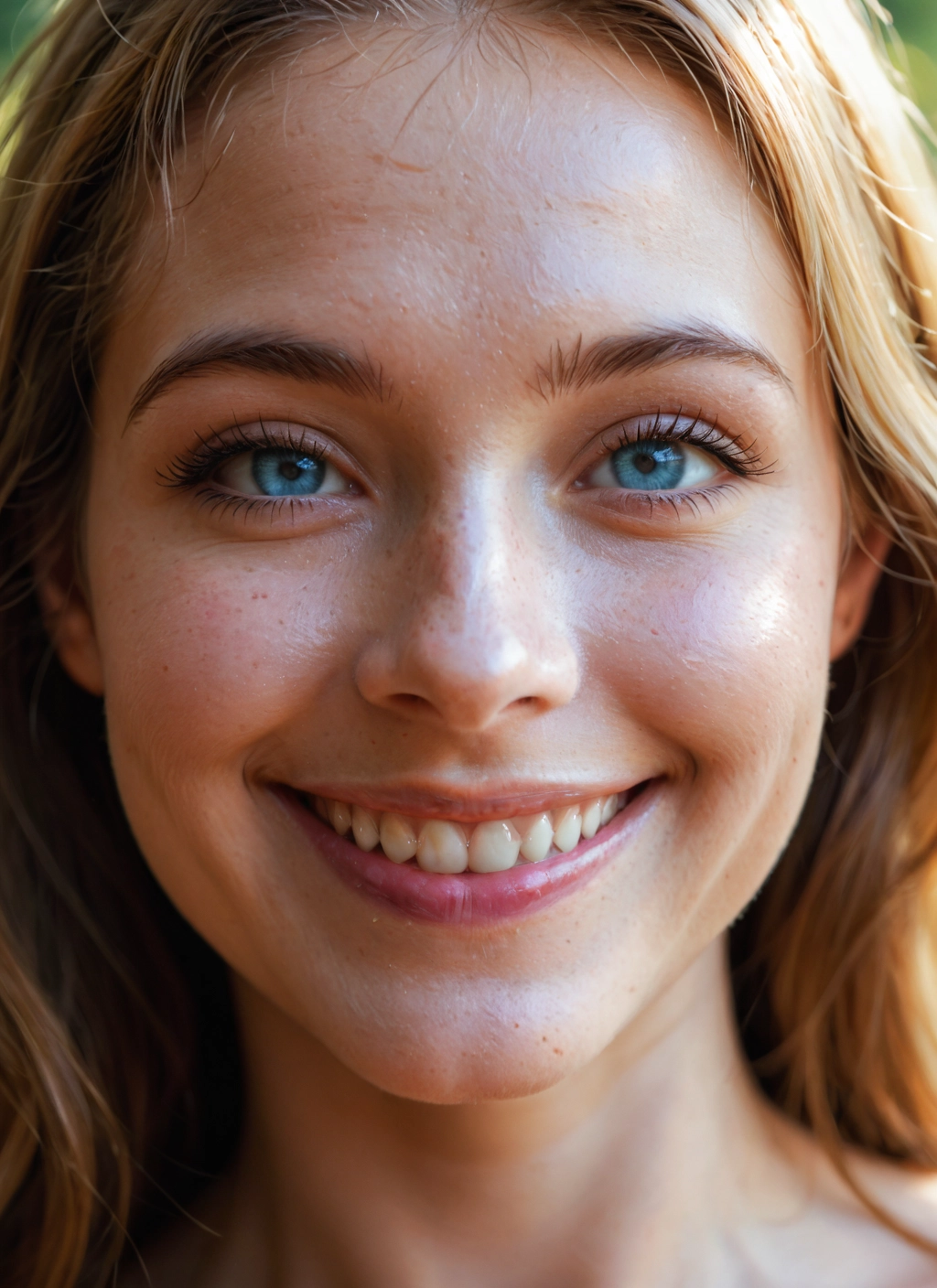 1girl, solo, smile, teeth, blue eyes, freckles · Yamete.gg