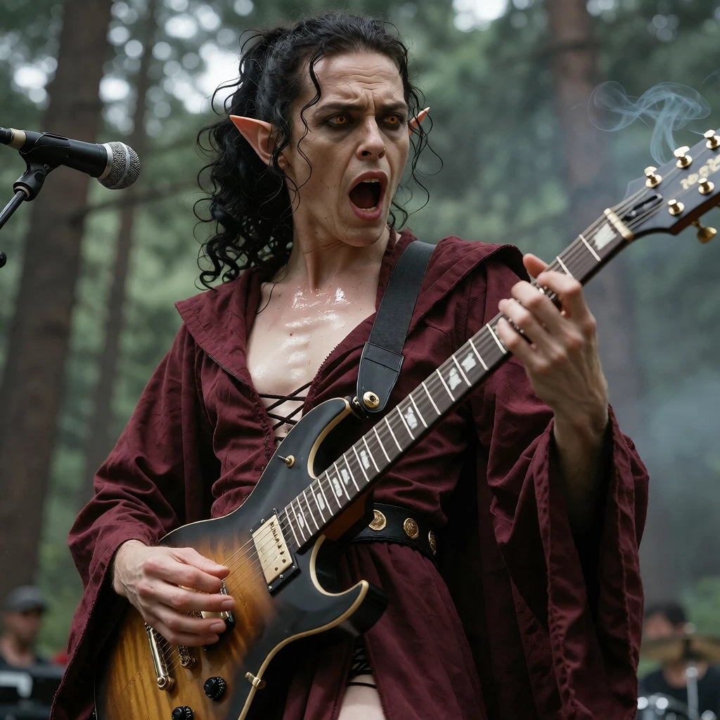 music, singing, pointy ears, instrument, guitar, 1girl · Yamete.gg