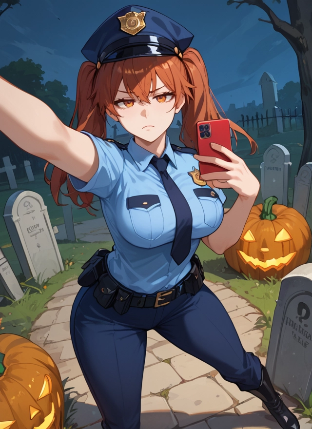 1girl, twintails, phone, necktie, breasts, uniform · Yamete.gg