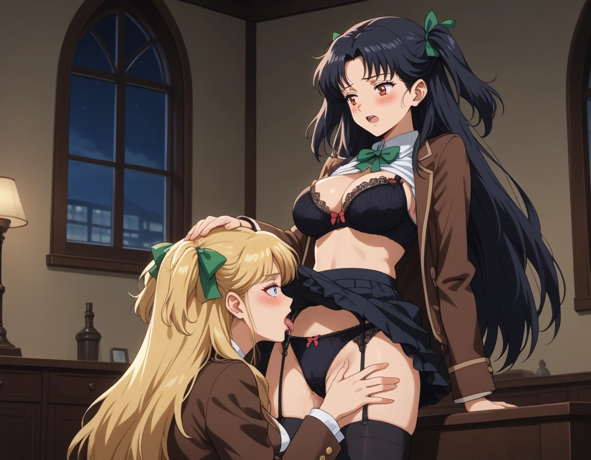 2girls, underwear, multiple girls, long hair, panties, bra