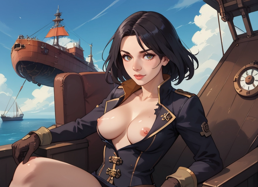 1girl, breasts, nipples, gloves, solo, watercraft · Yamete.gg