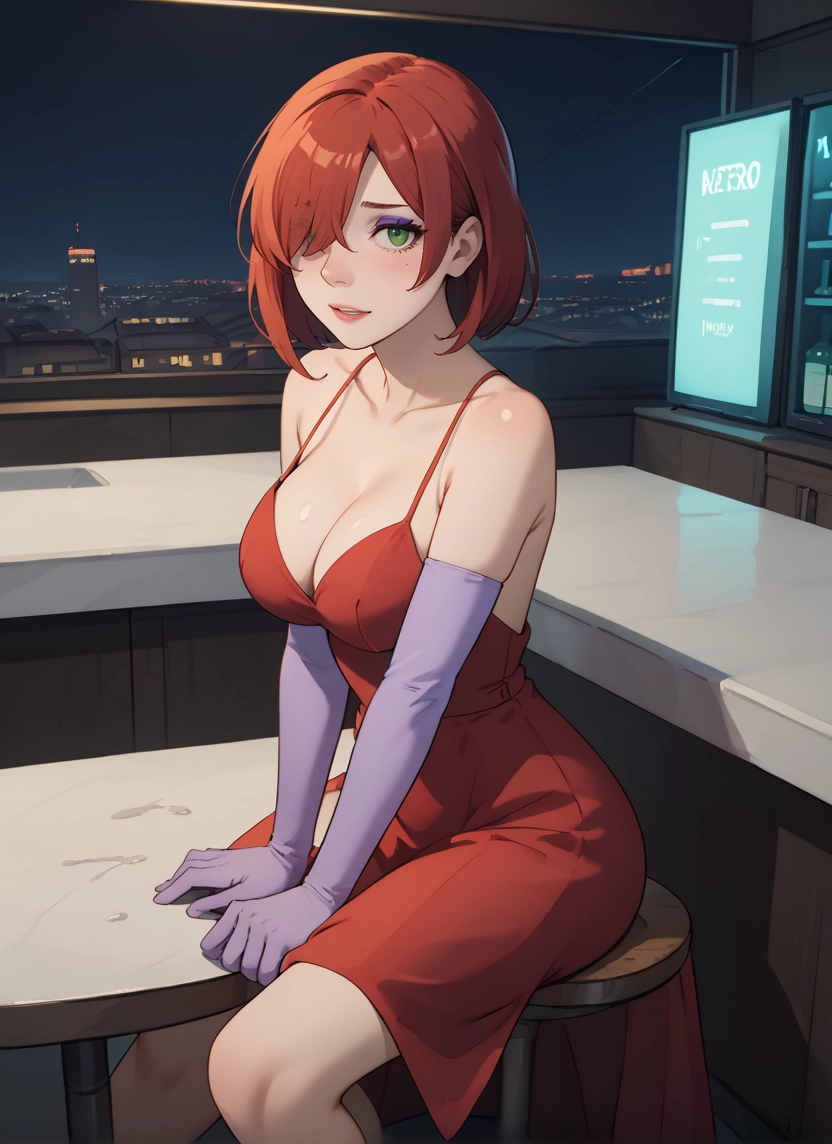 1girl, breasts, gloves, dress, green eyes, elbow gloves · Yamete.gg