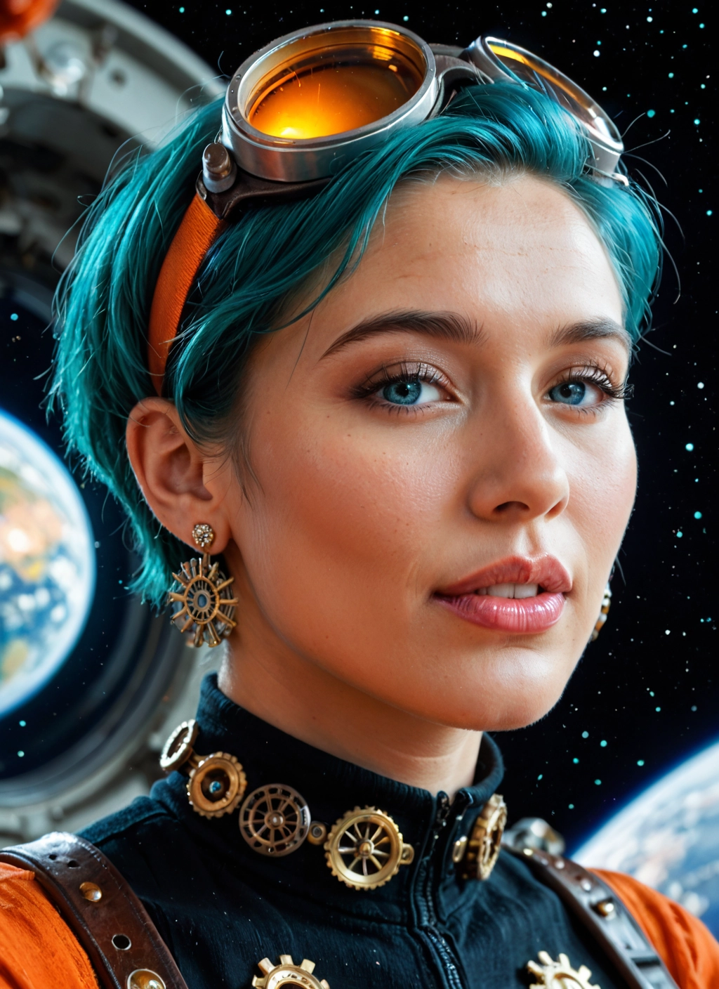 1girl, solo, goggles, jewelry, earrings, short hair · Yamete.gg