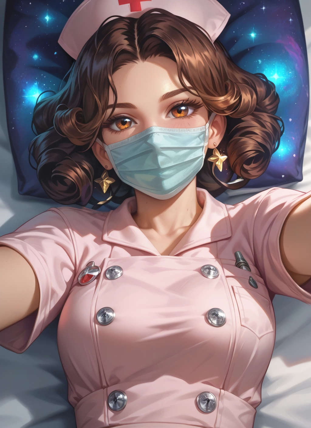 1girl, mask, solo, mouth mask, hat, jewelry · Yamete.gg