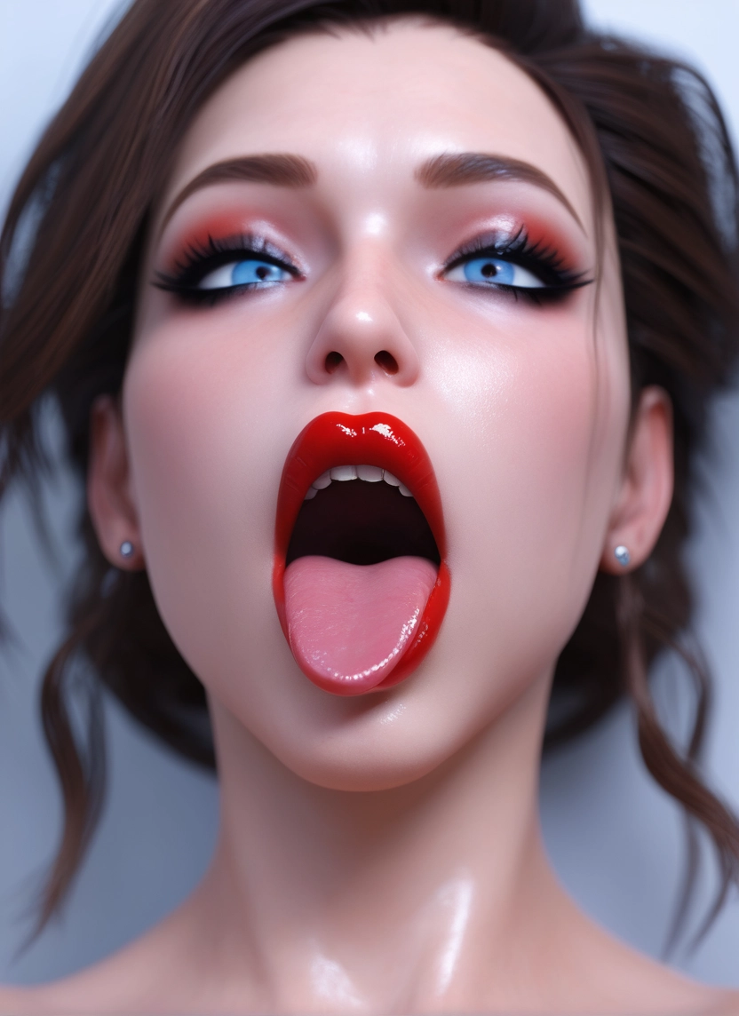 1girl, solo, open mouth, blue eyes, jewelry, brown hair · Yamete.gg