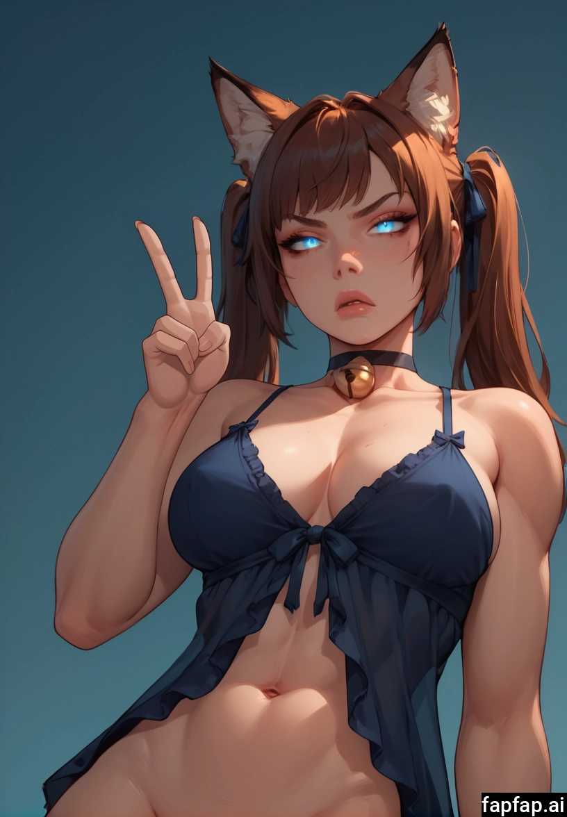 1girl, solo, breasts, navel, animal ears, bell · Yamete.gg