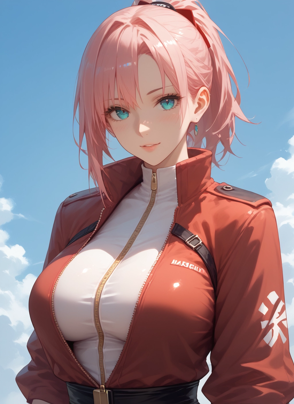 1girl, breasts, solo, pink hair, jewelry, earrings · Yamete.gg