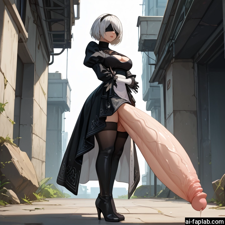 futanari, 1girl, blindfold, penis, thighhighs, breasts · Yamete.gg