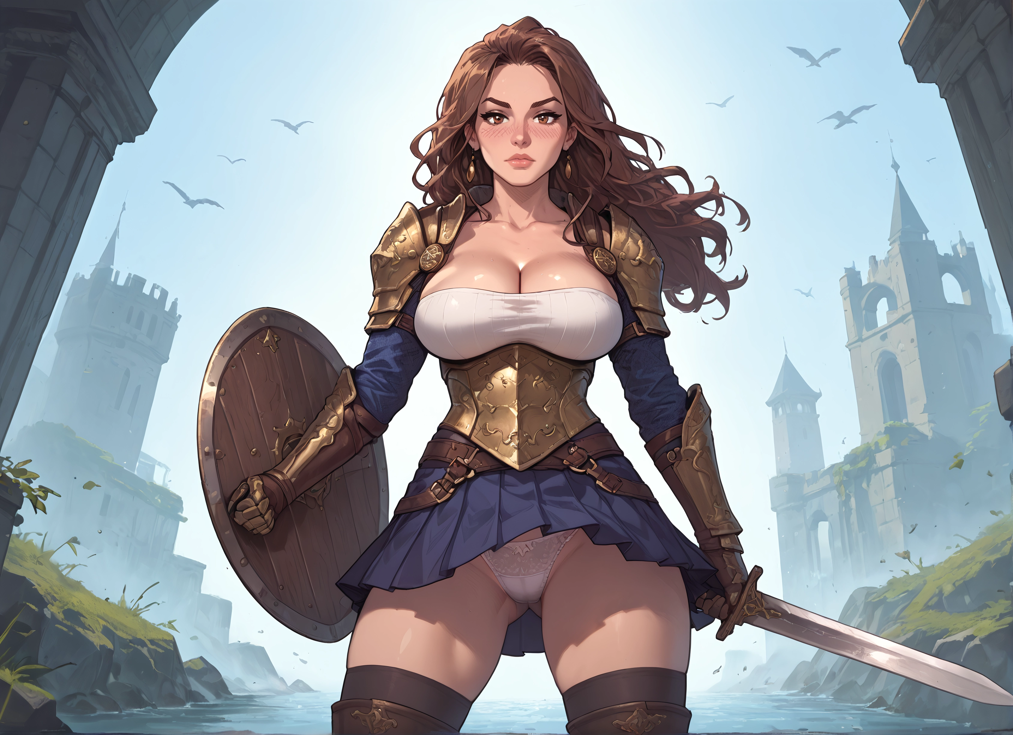 1girl, breasts, weapon, underwear, sword, panties · Yamete.gg